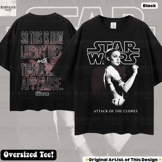 Discover Padme Amidala Star Wars Front & Back Print T Shirt | Attack of the Clones shirt Anakin Padme shirt Star Wars Logo Queen Amidala