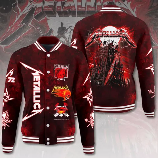 Discover Me,Tallica Band 2025 World Tour 3D Baseball Jacket