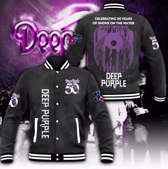 Deep Purple 50 Years 3D Baseball Jacket, Unisex All Size, Gift For Men And Women