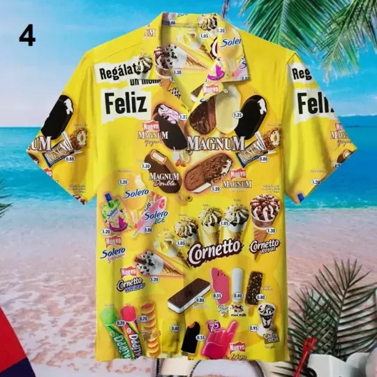 Ice Cream Shirts For Men 3d Printed Men's Hawaiian Shirt, Ice Cream Shirt