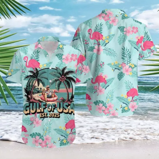 Gulf of America Hawaiian Shirt, Gulf of America Trump Floral Button Down Shirt