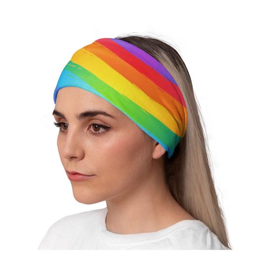 Fitness Headband, Workout Headband, Running Headband, Yoga Headband, Woman Headband, Bandana Headband, Marathon Headband Painted Rainbow