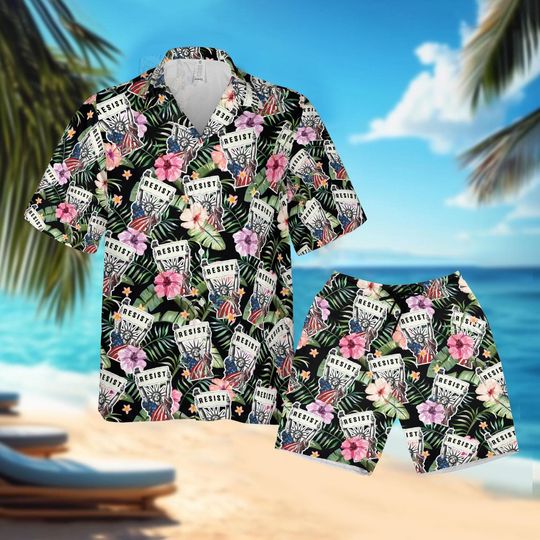 Liberty Resist Anti Trump Hawaiian Shirt, Democrat Resist Hawaiian Shirt, Liberal Shirt, Pro Immigration Shirt, Anti MAGA, Anti Republican