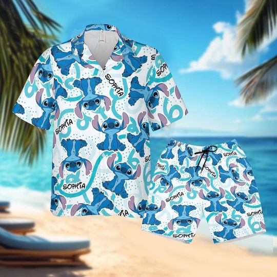 Custom Stitch Aloha Floral  Hawaiian Shirt, Lilo and Stitch Summer Beach Disney Hawaii Shirt, Disneyland Family Vacation, Summer Vacation