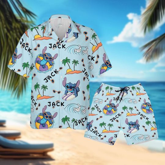 Custom Stitch Aloha Hawaiian Shirt, Lilo and Stitch Summer Beach Disney Hawaii Shirt, Disneyland Family Vacation, Summer Vacation Gifts