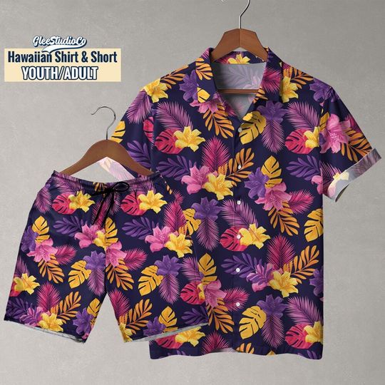 Summer Tropical Hawaii Floral Pattern NDB63, Hawaiian Style, Unisex shirt, Cool Tiki Shirt, Hawaiian Button-Up Shirt