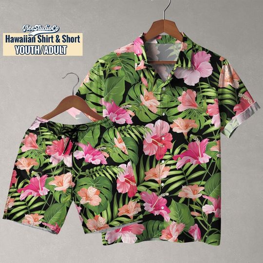 Summer Vacation Floral Hawaiian NDB60, Hawaiian Style, Unisex shirt, Cool Tiki Shirt, Hawaiian Button-Up Shirt