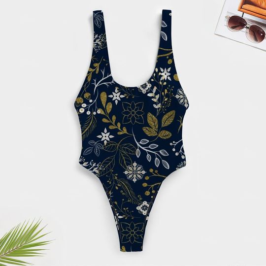 High-Cut One Piece Swimsuit Blue