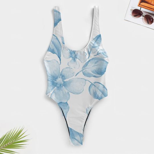 High-Cut One Piece Swimsuit Floral