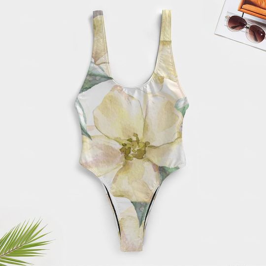 High-Cut One Piece Swimsuit Floral