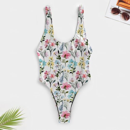 High-Cut One Piece Swimsuit Floral