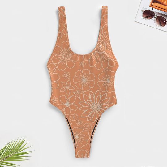 High-Cut One Piece Swimsuit Floral