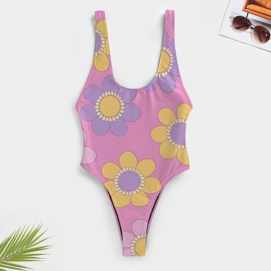 High-Cut One Piece Swimsuit Floral