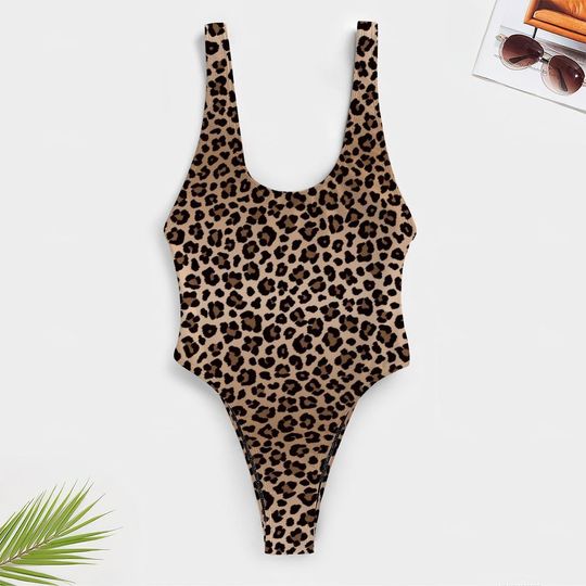 High-Cut One Piece Swimsuit Animal Print