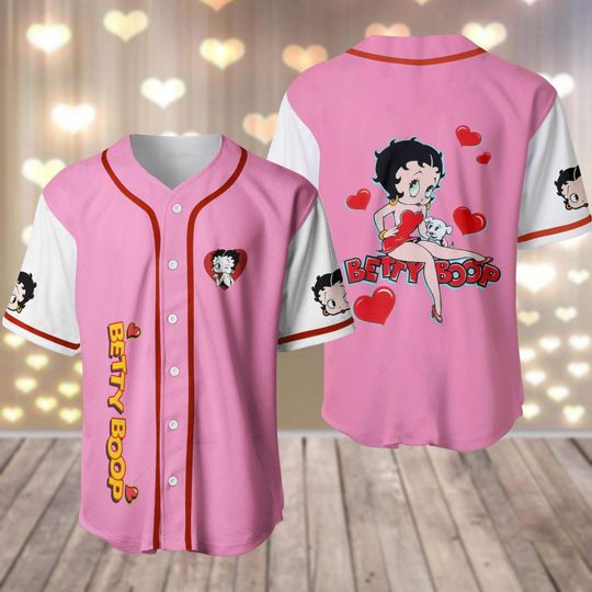 Discover Betty Boop Baseball Jersey, Cute Betty Boop Jersey Shirt, Disney Cartoon Movie Football Jersey, Valentine Day Shirt, Gift For Women