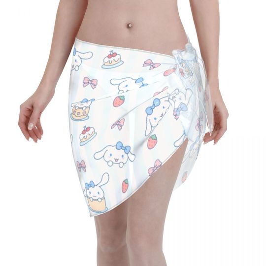 Sanrio Character Swimsuit Coverups for Women Sarong Beach Bikini Wrap Sheer Short Skirt Chiffon Scarf for Swimwear