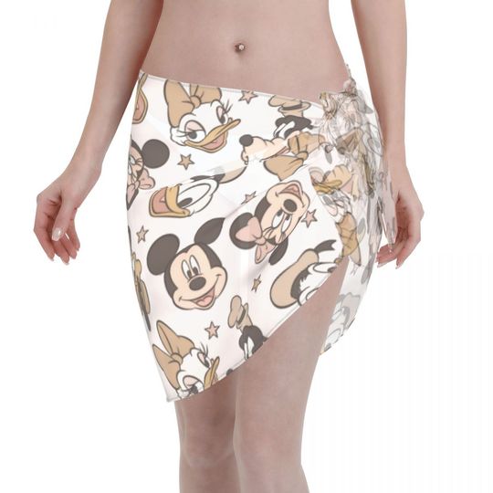Disney Vintage Sarong Coverups for Women Bathing Suit Wrap Swimsuit Skirt Beach Bikini Cover up Swimwear Chiffon