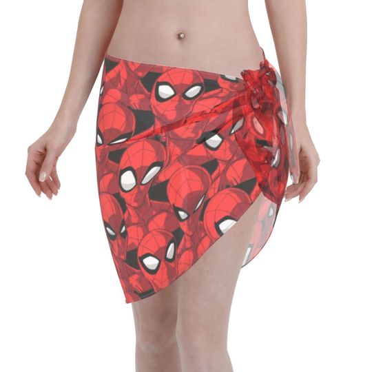 Discover Spider Man Spider-Man Swimsuit Coverups for Women Sarong Beach Bikini Wrap Sheer Short Skirt Chiffon Scarf for Swimwear