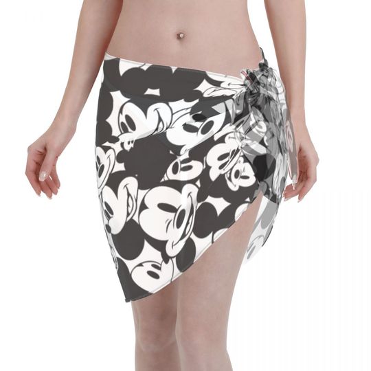 Women Mickey Friends Beach Sarong Bathing Suit Wrap Skirt Sheer Bikini Swimsuit Cover Postal Service for Swimwear