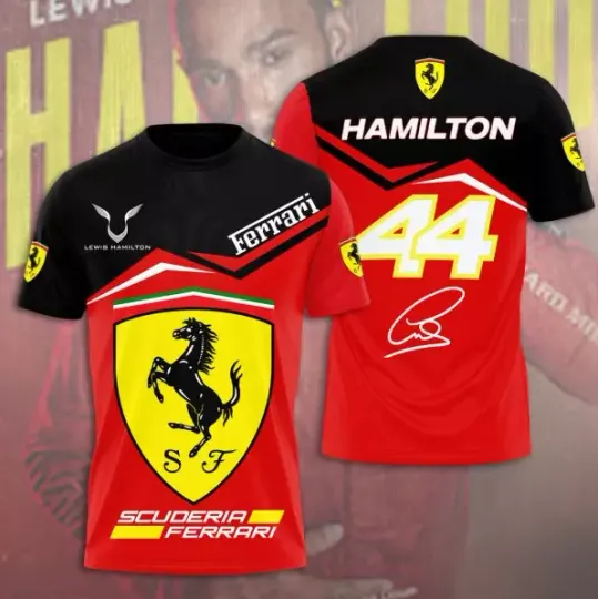 Discover Scu*Deria Fe*Rrari X Le*Wis Ham*Ilton 3D T-Shirt