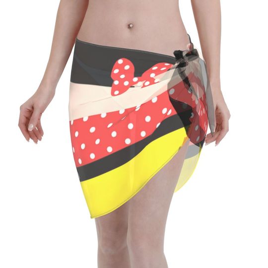 Minnie Mouse Sarong Wraps for Women Swimsuit Coverup Sheer Beach Bathing Suit Chiffon Cover Up Skirt for Swimwear