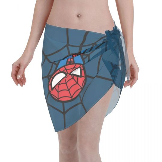 Spider Man Sarong Coverups for Women Bathing Suit Wrap Swimsuit Skirt Beach Bikini Cover up Swimwear Chiffon