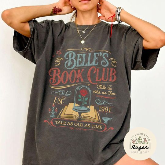 Discover Vintage Retro Belle's Book Club shirt, Tale as old as time Beauty and the Beast shirt, Belle Princess Tee, Book lover gift for her shirt