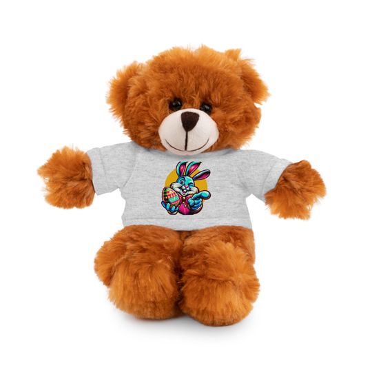 Cute Stuffed Animal with Tee, Adorable Plush Bear, Perfect Gift for Kids, Birthday, Easter, Valentine's Day, Collectible Toy