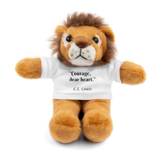 Stuffed Animal with Tee "Courage, dear heart" quote