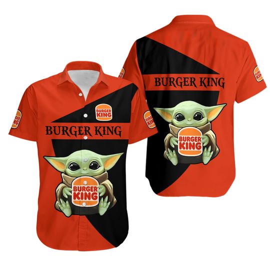 Discover Burger King Button Shirt, Burger Fast Food Shirt, Burger King Lover Shirt, Bachelor Party Shirt, Button Up Shirt, Aloha Vacation Shirt