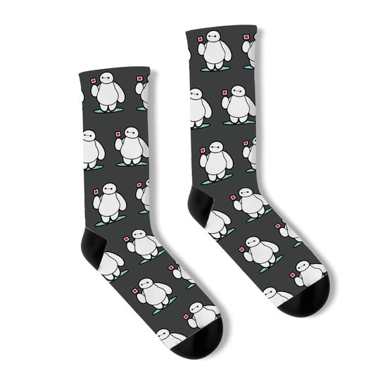 Disney Big Hero 6 Baymax With Lollipop Cute Shot gifts trends Socks