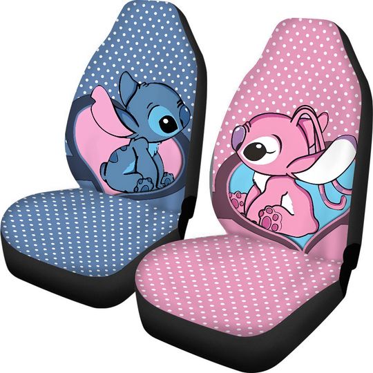 Love Lilo & Stitch Ohana Means Family Stitch And Angel Car Seat Covers, Disney Car Seat Covers, Car Seat Protector, Car Seat Cover, Car Cover