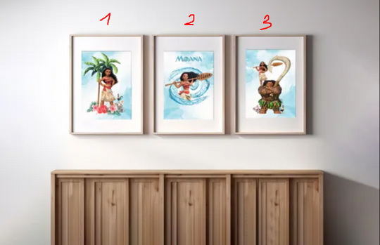 Moana Personalised Posters, Disney Art Print Girl Bedroom Decor, Kids Room Nursery Wall Art, Mutului Hei Hei Maui, Moana Kids Gifts