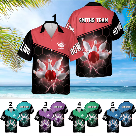 Discover Personalized Bowling Hawaiian Shirt, Bowler Button Down Aloha Hawaii Shirt Team