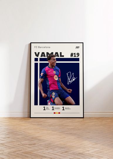 Discover Lamine Yamal Poster, FC Barcelona Print, Lamine Fan Gift, Soccer Gifts, Football Player Poster, Soccer Wall Art, Sports Bedroom Print