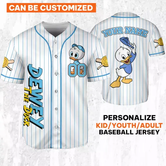 Custom Ducktales Dewey Classic Binding 3D BASEBALL JERSEY SHIRT