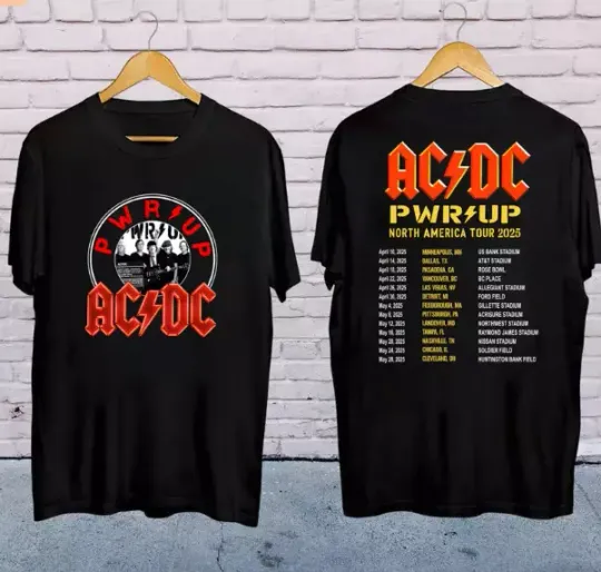 Discover AC-DC Pwr Up World Tour 2025 Shirt, Rock Band AC-DC Tour 2025 Shirt