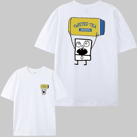 Doodlebob Twisted Tea T-Shirt, Funny Cartoon Tee, Unisex Oversized Shirt, Beer Lover Gift, Trendy Graphic Tee, Streetwear Aesthetic Shirt