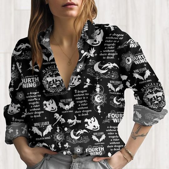 Fourth Wing Linen Shirt, Basgiath War College Casual Shirt, Bookish Dragon Rider Long Sleeve Shirt, Violet Sorrengail Shirt
