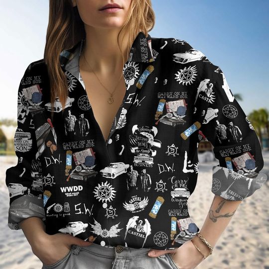 Supernatural Linen Shirt, Winchester Brothers Blouse Women Shirt, Supernatural Gift, Gift For Women, Supernatural Merch