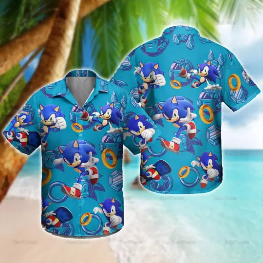 Sonic The Hedgehog Shirt, Sonic Hawaiian Shirt, Sonic Summer Shirt, Sonic Shirt