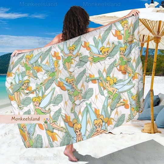 Vintage Disney Tinker Bell Beach Towel, Tinkerbell Picnic Towel, Disney Princess Pool Towel, Disneyland Trip Bath Towel, Gift For Her
