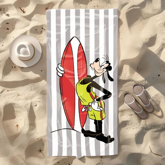 Goofy Surfboard Beach Towel,Striped Quick-Dry Summer Towel