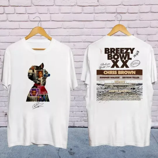 Discover 2025 Chris Brown Breezy Bowl XX Tour T-Shirt, Chris Brown Album Shirt