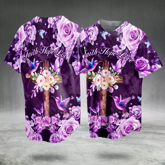 Faith Hope Love God Jesus Christian AOP Baseball Jersey Full Size