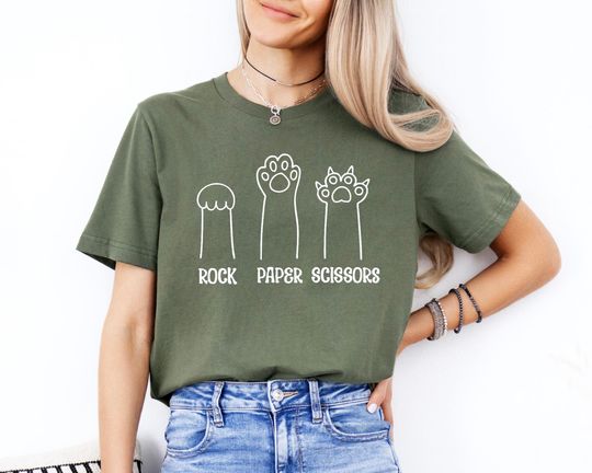 Rock Paper Scissors Shirt, Funny Cat Paw Shirt, Unisex Shirt for Cat Lover, Cat Paws Shirts, Pet Lover, Gift for Cat Mom