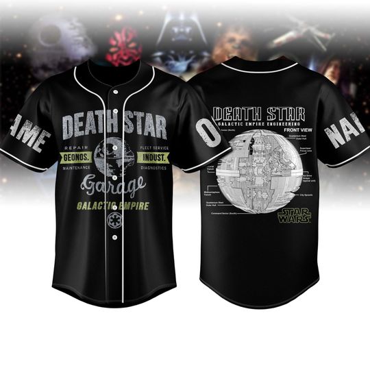 Discover Star Wars Death Star Baseball Jersey, Disney Galaxy's Edge Baseball Shirt, Disneyland Vader Dark Side Jersey, Gift for Disney Dad
