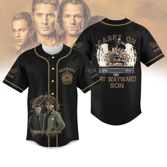 Carry On My Wayward Son Baseball Jersey, Supernatural Movie Jersey Shirt, Dean Winchester T-Shirt, Sam Winchester Baseball Shirt