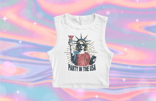 July 4th Liberty Crop Tank, Retro Patriotic Crop Tank Top