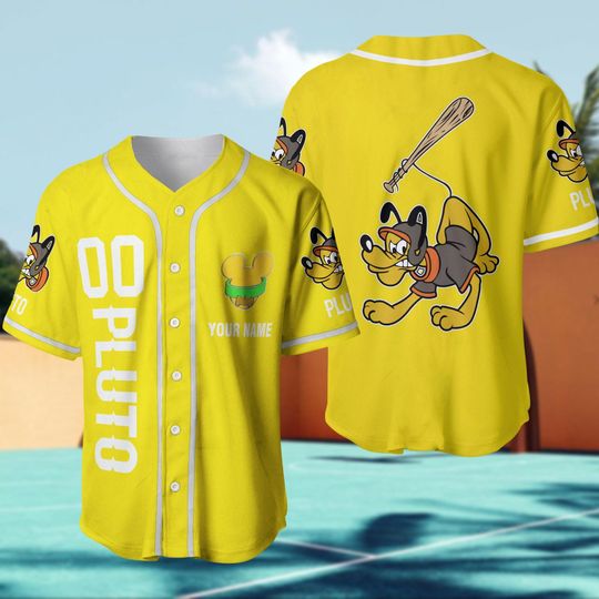 Personalized Pluto Baseball Jersey, Disney Pluto Jersey, Pluto Outfit, Disney Trip Vacation Shirt, Magic Kingdom Shirt, Gift For Fan